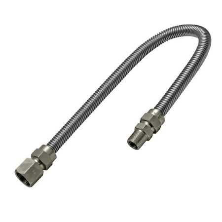 Flextron Gas Line Hose 1/2'' O.D.x36'' Length 3/8" FIPx1/2" MIP Fittings, Stainless Steel Flexible Connector FTGC-SS38-36J